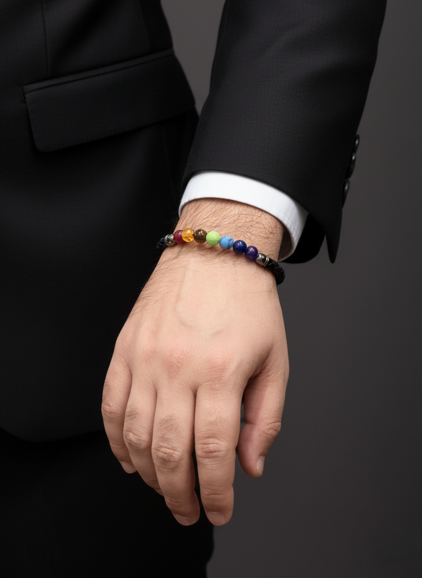 Colorful Multi-Stone Beaded Bracelet – Unisex Design