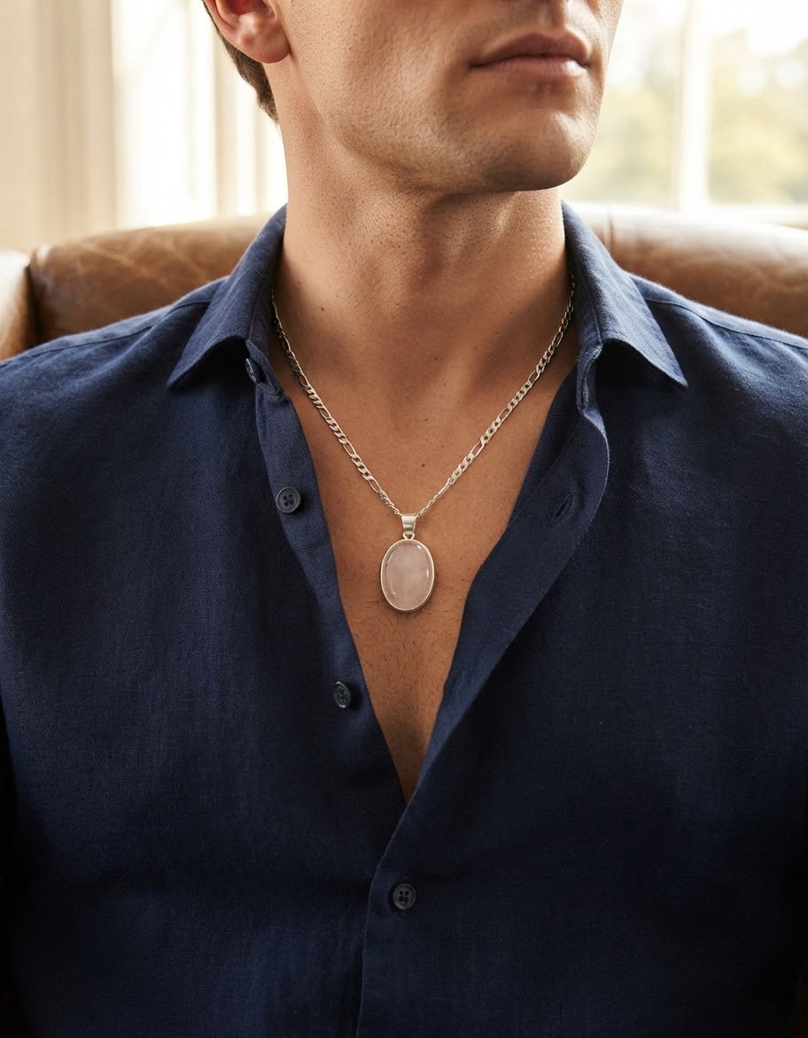 Lunar Veil Moonstone Men’s Necklace – 925 Sterling Silver