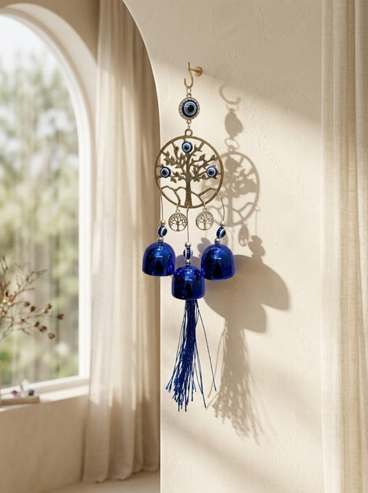 Royal Blue Evil Eye Tree of Life Dream Catcher
