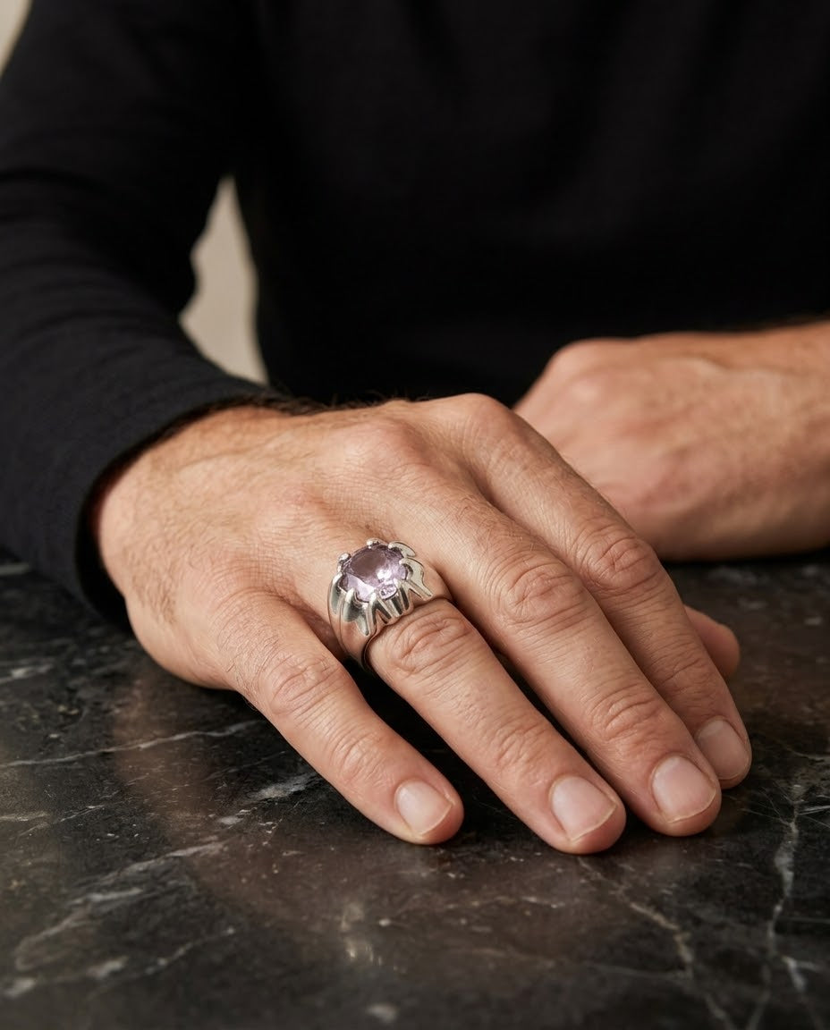 Amethyst Imperial Bloom Men’s Ring – 925 Sterling Silver