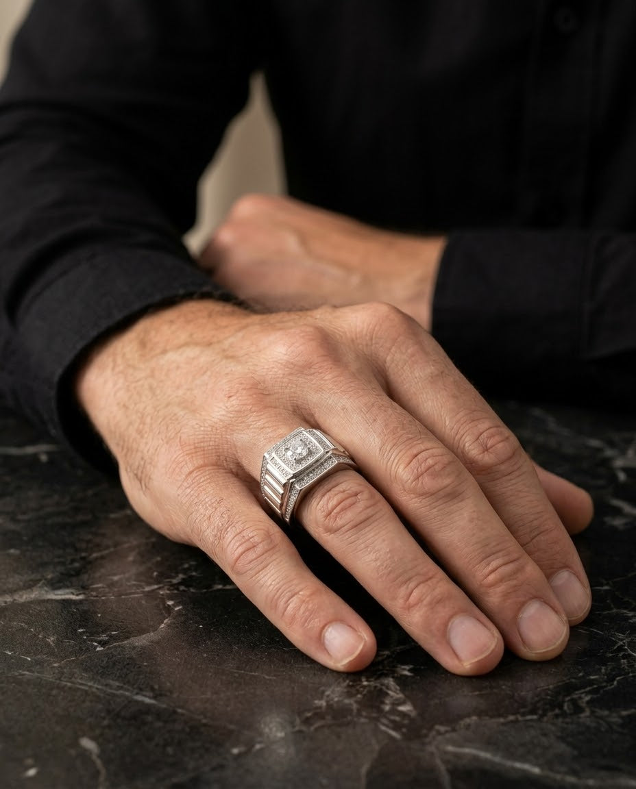 Moissanite Prestige Men’s Ring – 925 Sterling Silver