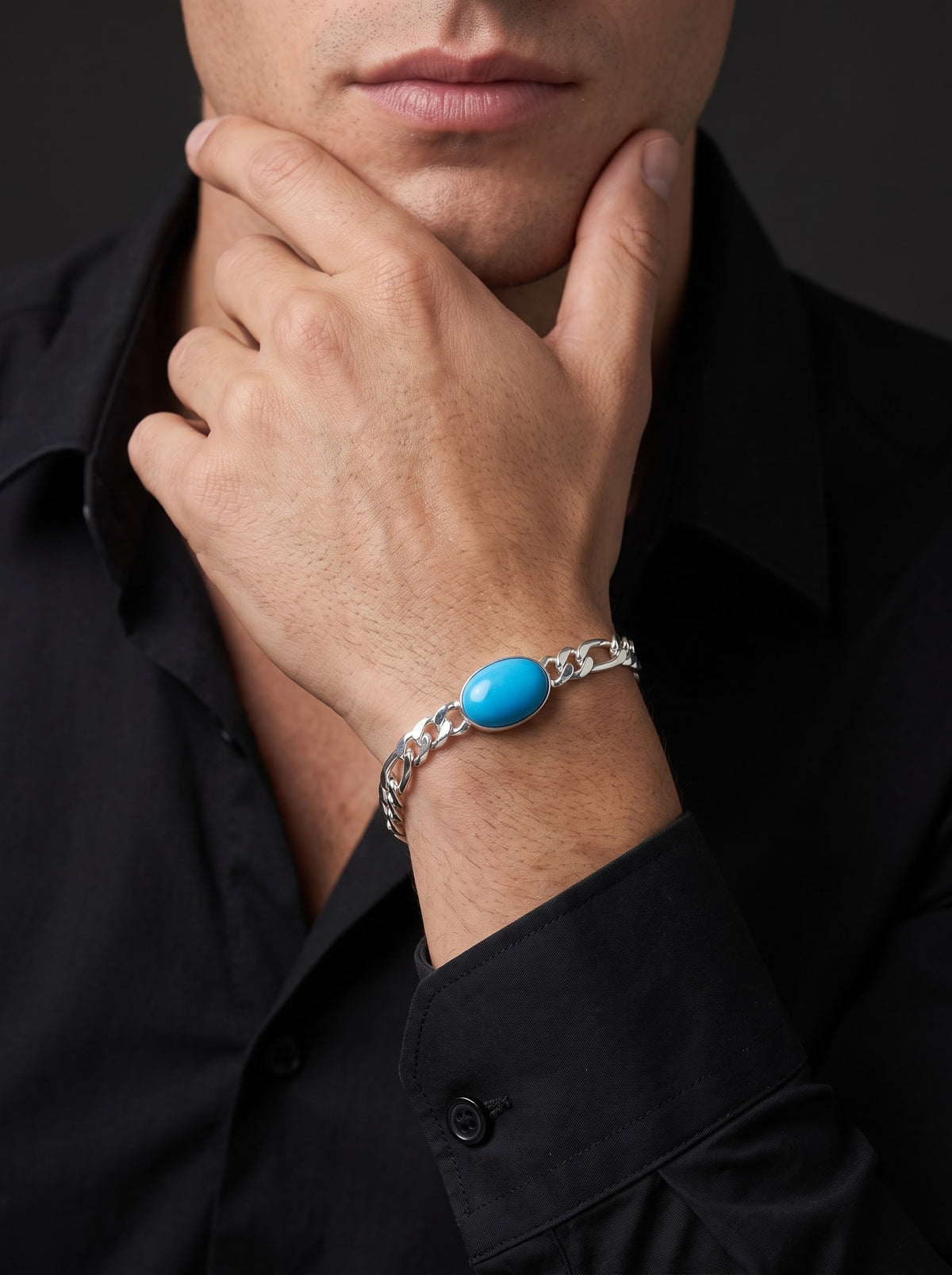 Azure Sovereign Turquoise Men’s Bracelet – 925 Sterling Silver