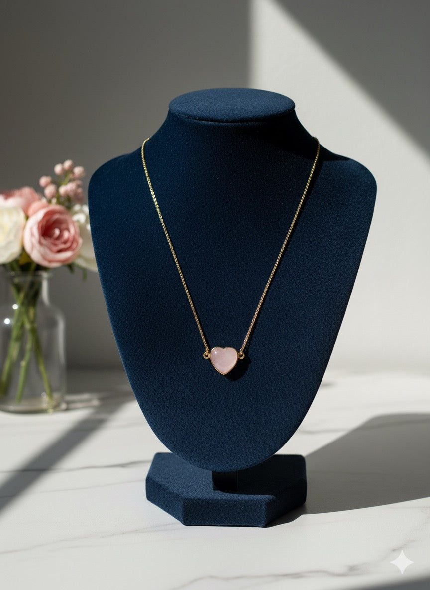 rose quartz crystal pendant close up