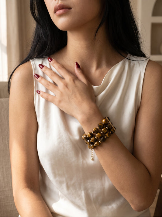 Golden Resolve Tiger Eye Crystal Bracelet for Women