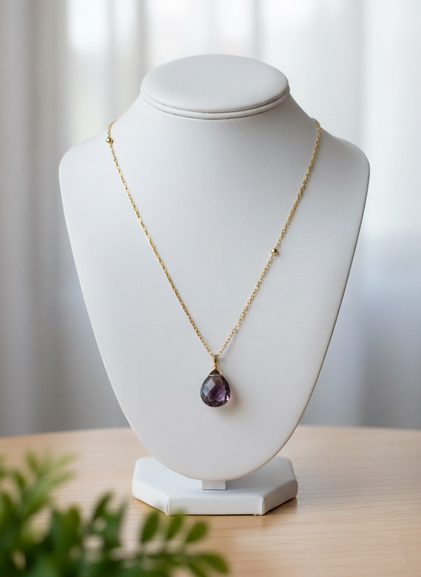 minimal gold plated amethyst jewelry