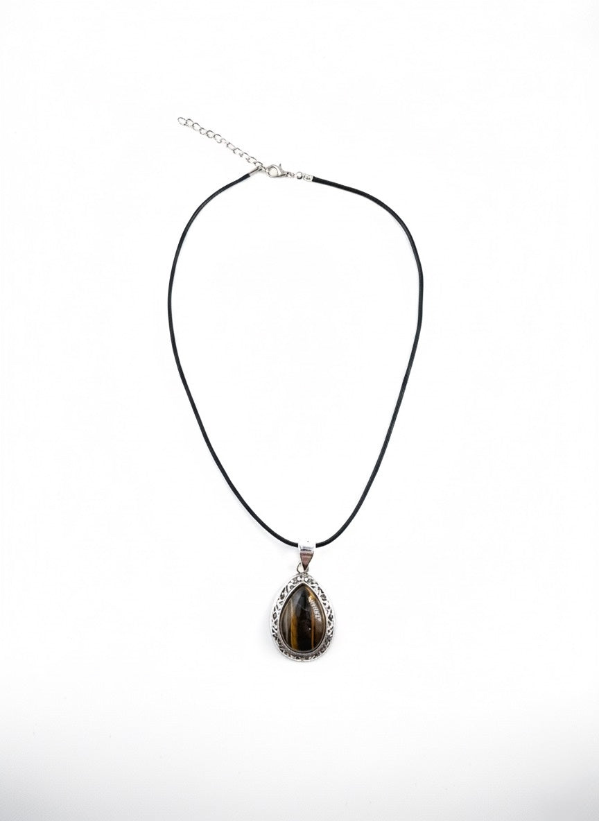 Tiger Eye Necklace on White Background