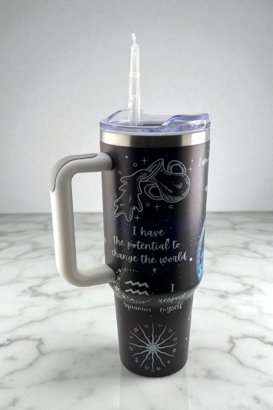 Celestial Aquarius Zodiac Tumbler – Evolve Beyond Limits
