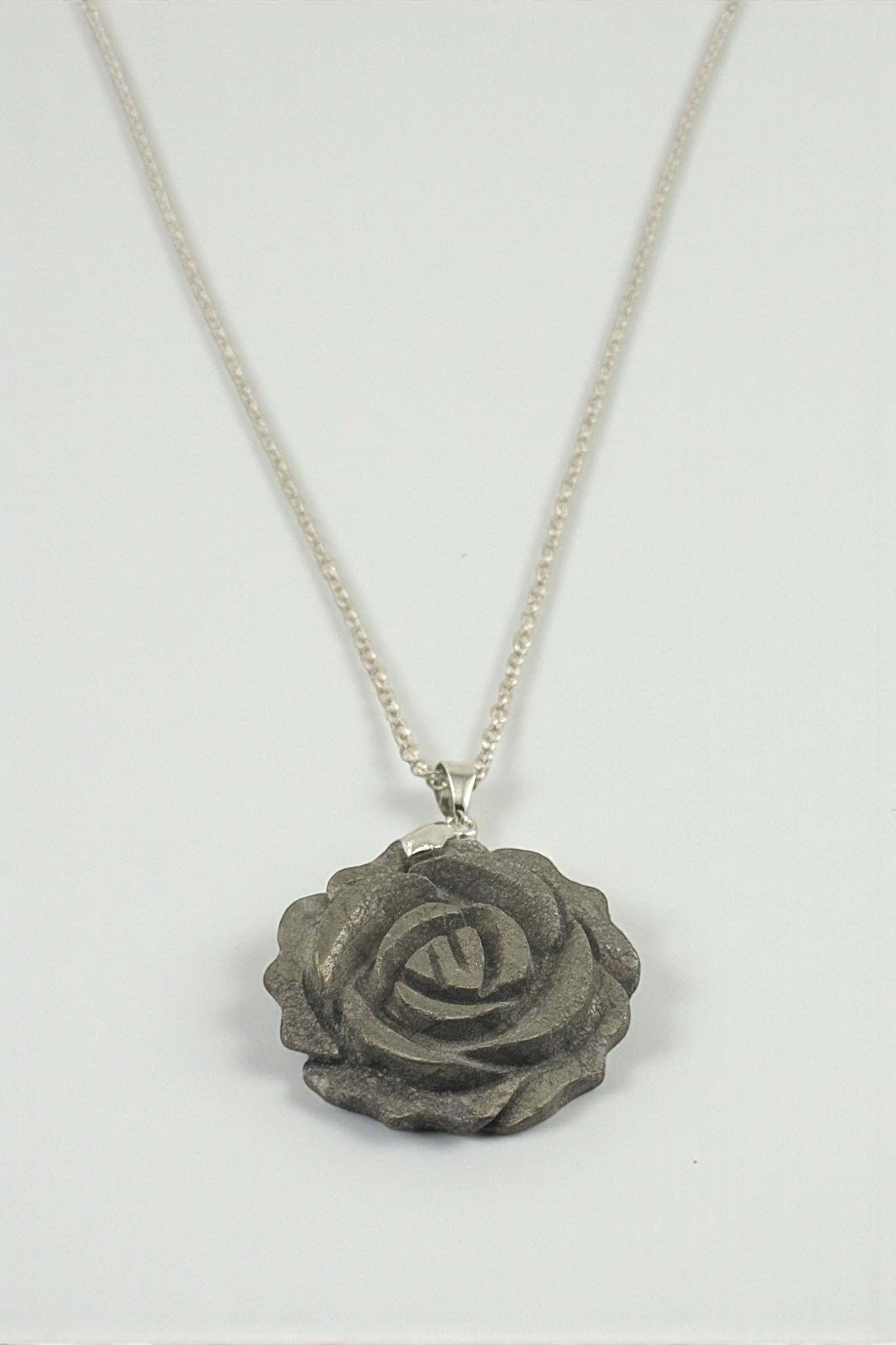 Pyrite Rose Carved Pendant Necklace – Protection, Confidence and Grounded Strength