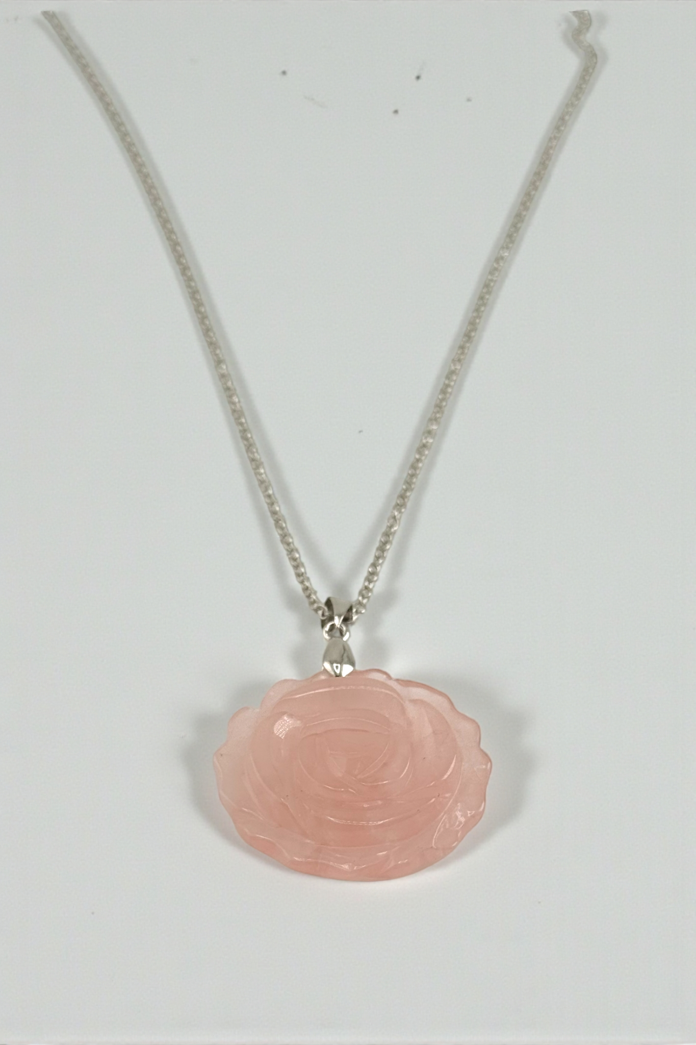 Rose Quartz Rose Pendant Necklace – Love, Compassion & Heart Balance