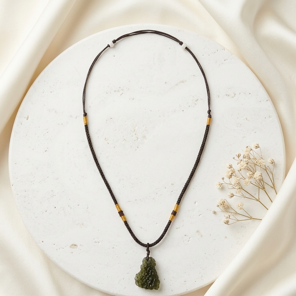 Moldavite Cosmic Ascension Men's Pendant Necklace