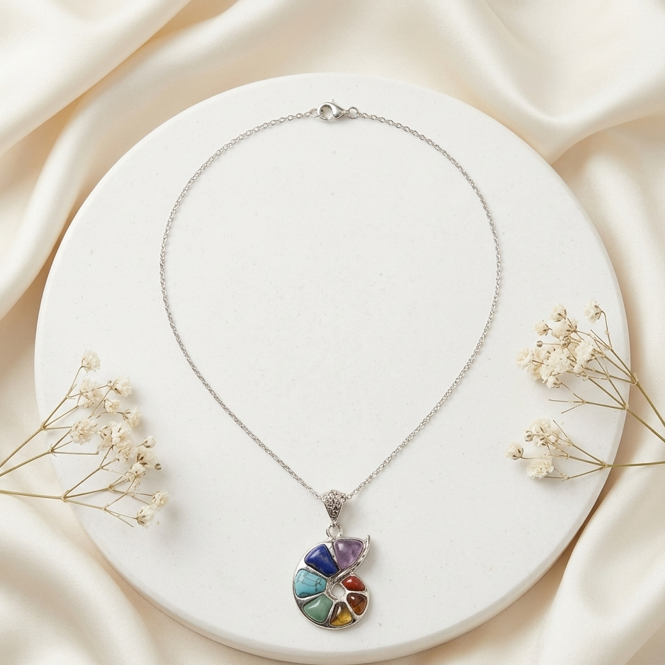 Seven Chakra Harmony Spiral Necklace