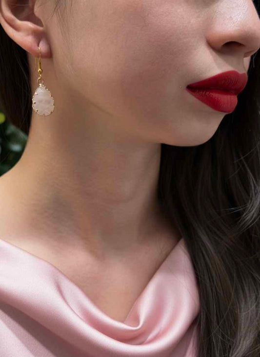 Rose Quartz Teardrop Earrings - Blush Teardrop