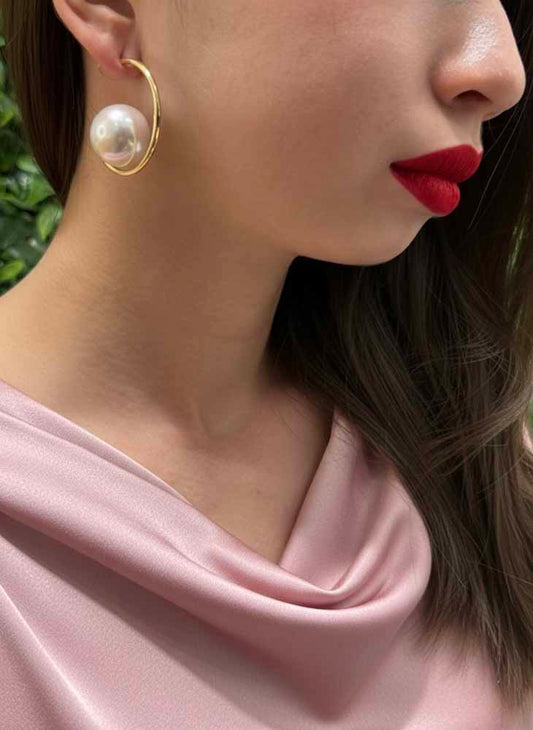 Pearl Hoop Earrings - Orb Luxe