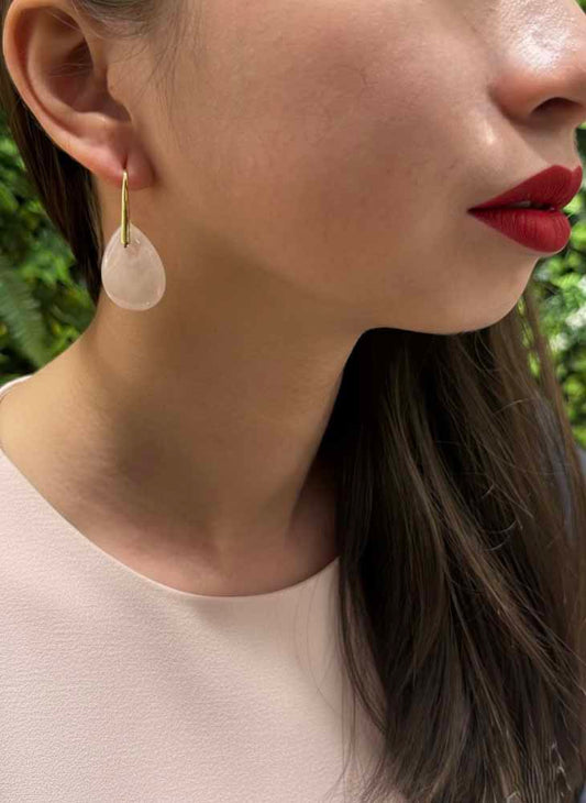 Rose Quartz Drop Earrings - Rose Light Drops