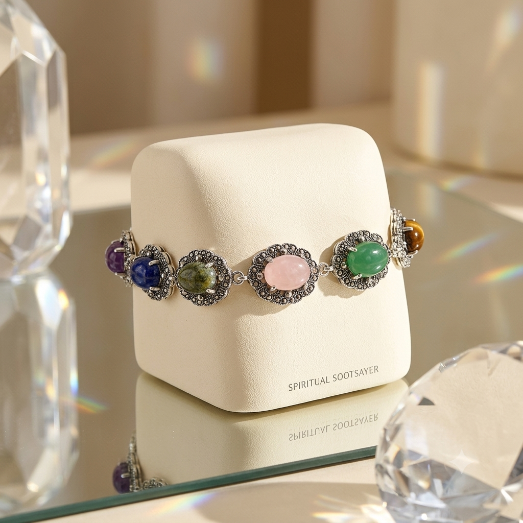 Seven Chakra Heritage Silver Bracelet