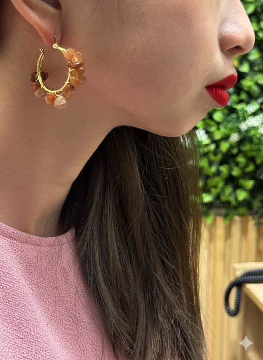 Flame Twist – Carnelian Hoop Earrings