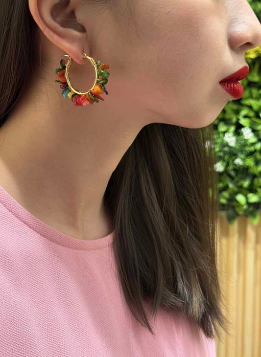 Chakra gemstone hoop earrings in spiritual colors