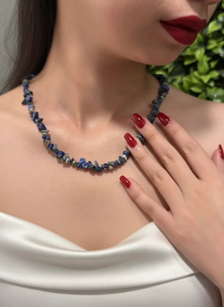 Lapis Lazuli Chip Necklace – Wisdom, Clarity & Royal Elegance