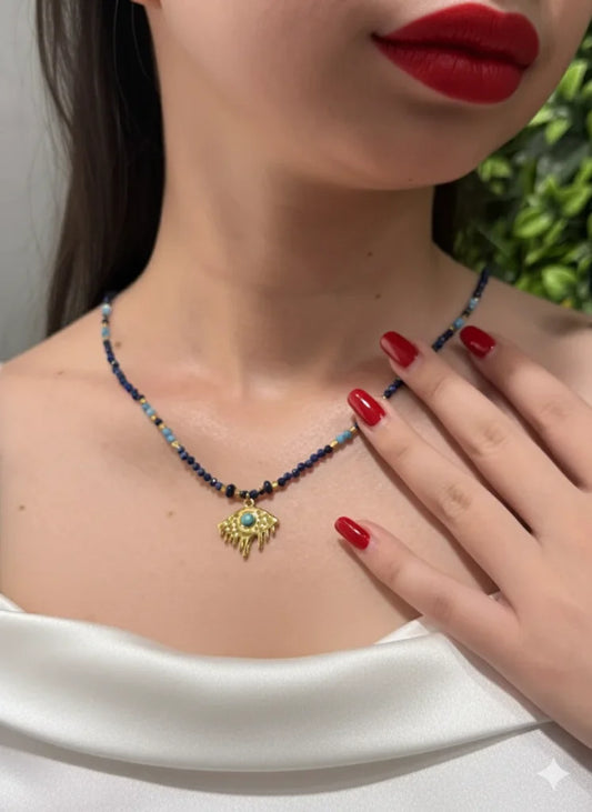 Lapis Lazuli & Turquoise Bead Necklace – Wisdom, Protection & Peaceful Flow