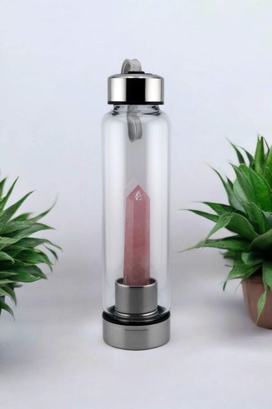 Love Flow Crystal Bottle – Rose Quartz Edition