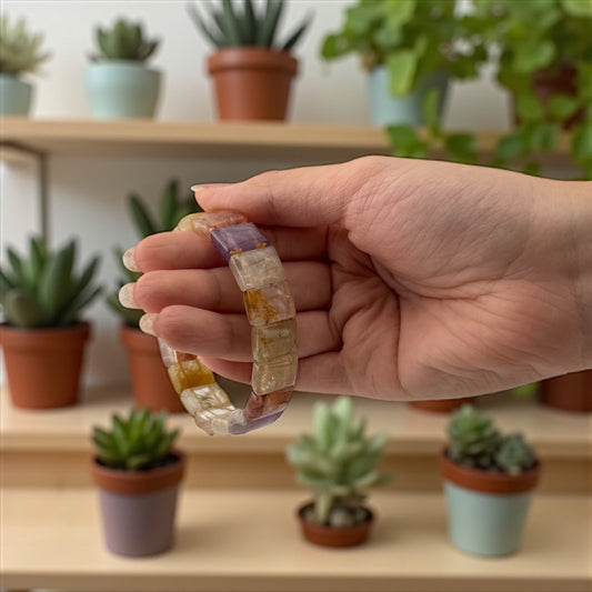 Citrine, Rutilated Quartz, Aventurine & Amethyst Bracelet – Prosperity, Healing & Radiant Flow