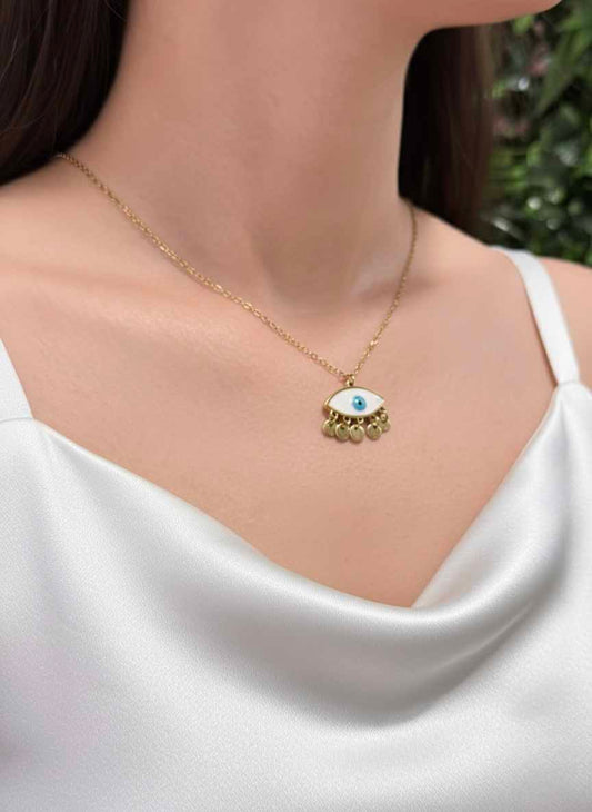 Opal Evil Eye Necklace – stunning opal evil eye shape pendant for protection and style.