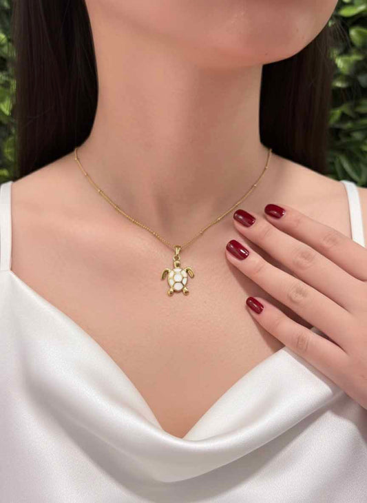 White Opal Sea Turtle Pendant – beautifully detailed opal turtle design for ocean lover