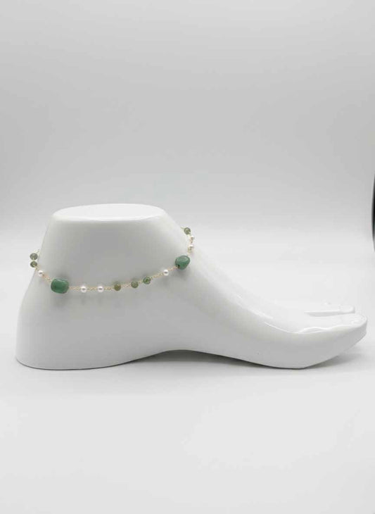 Pearl and Jade Anklet – Natural Healing Chain Anklet with Timeless Elegance