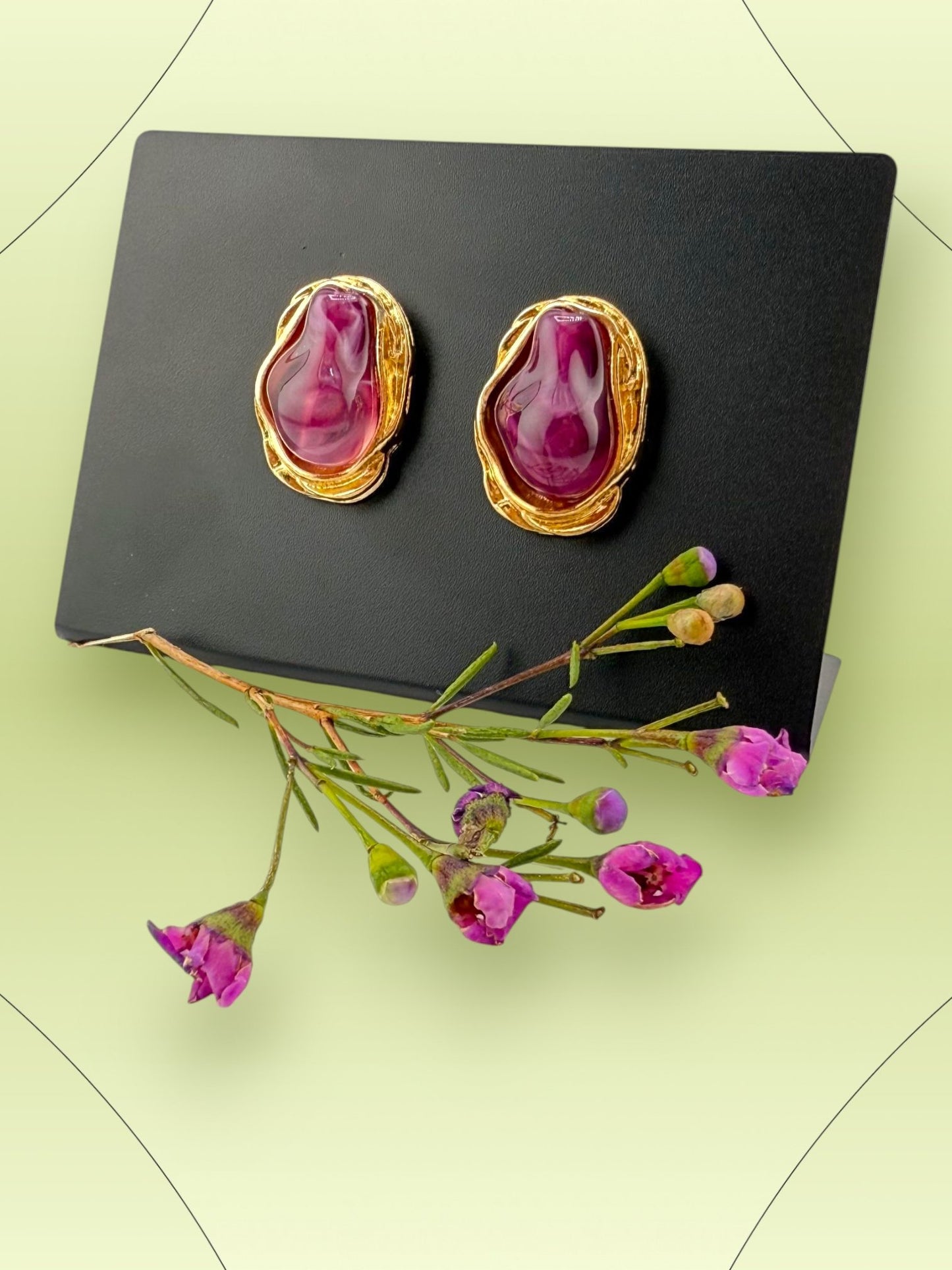 Pink Agate Stud Earrings - Royal Bloom
