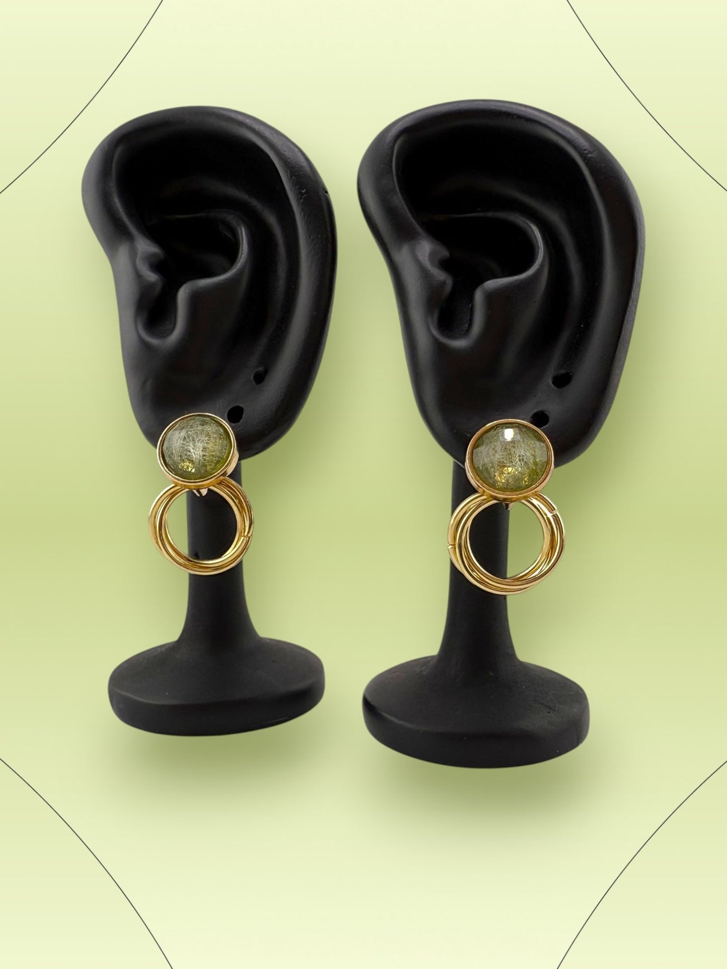 Golden Rutilated Quartz Loop Earrings - Solar Hoop