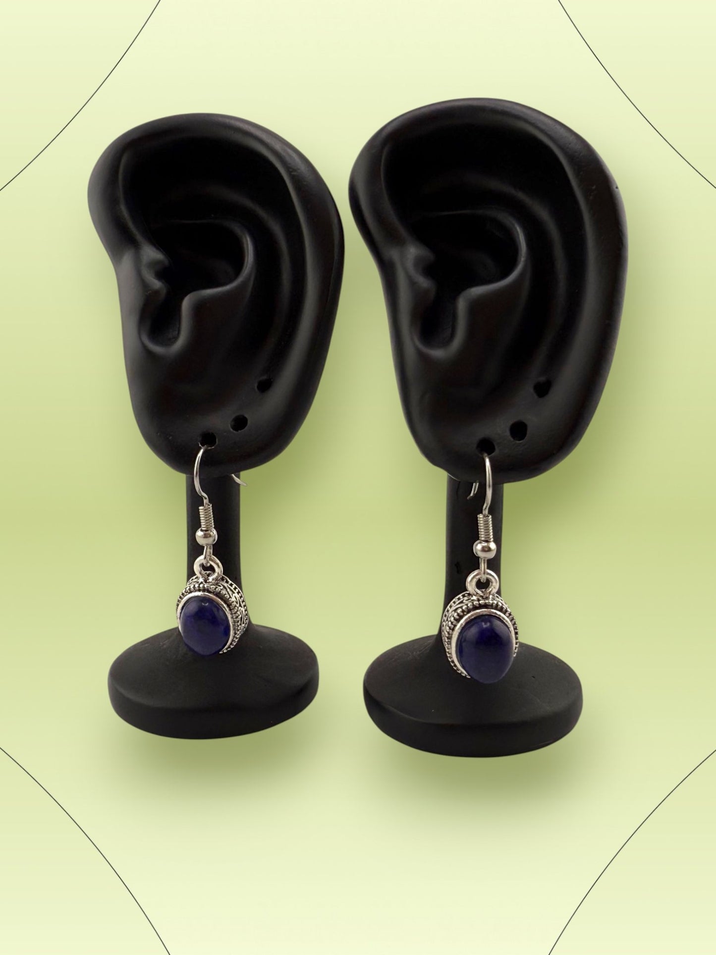 Lapis Lazuli Oval Drop Earrings - Midnight Muse