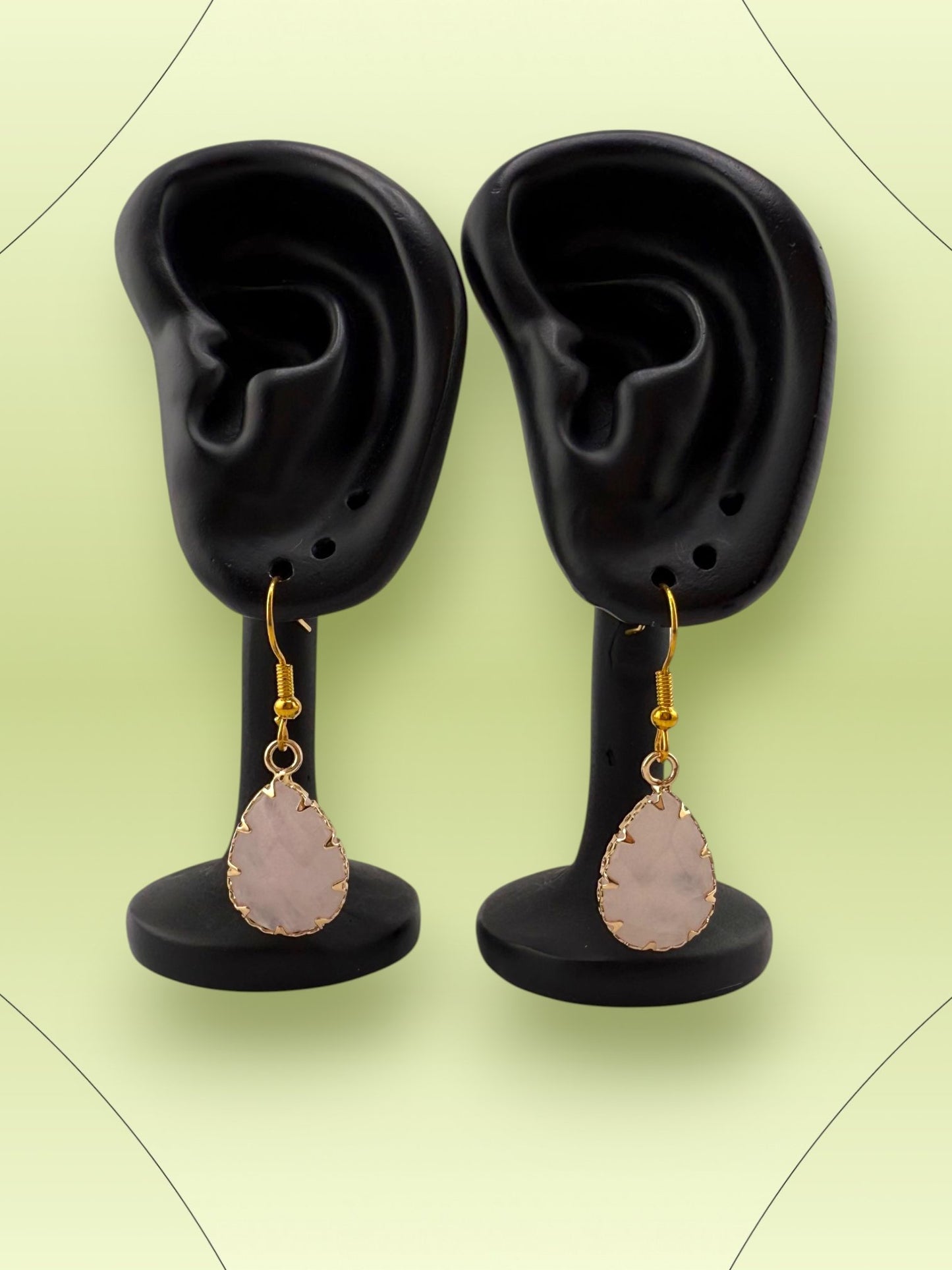 Rose Quartz Teardrop Earrings - Blush Teardrop