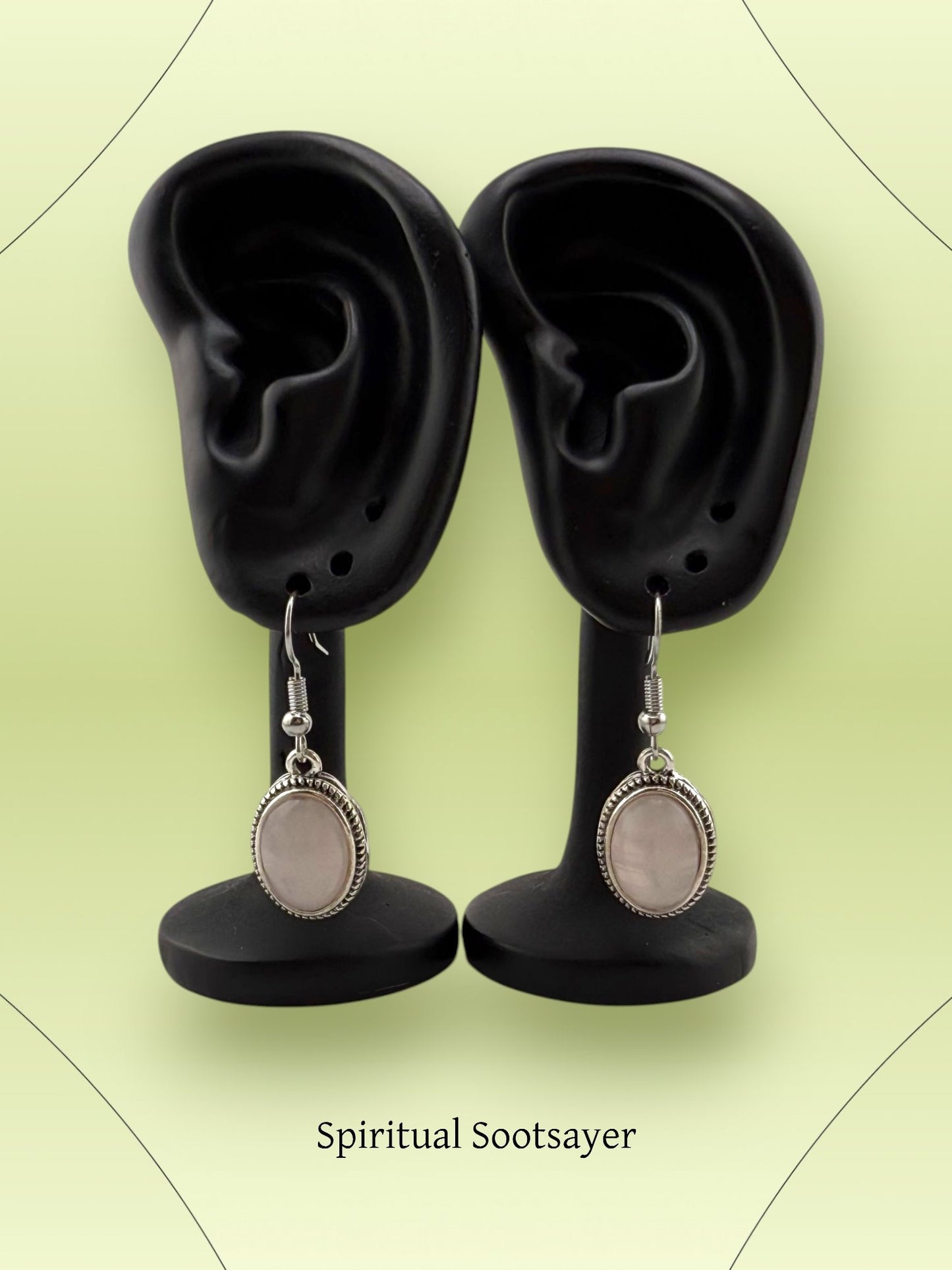 Moonlit Grace – Rose Quartz Oval Earrings