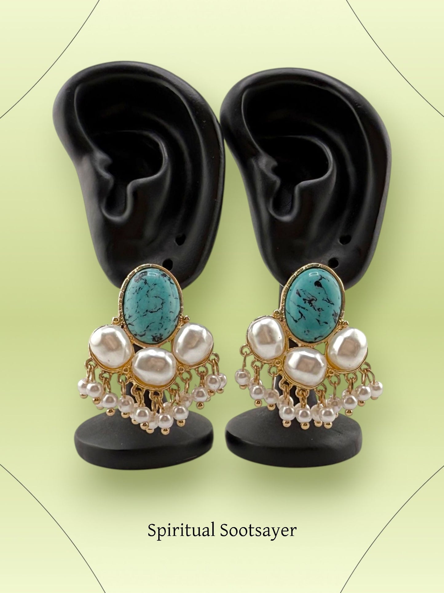 Regal Serene – Turquoise & Pearl Statement Earrings