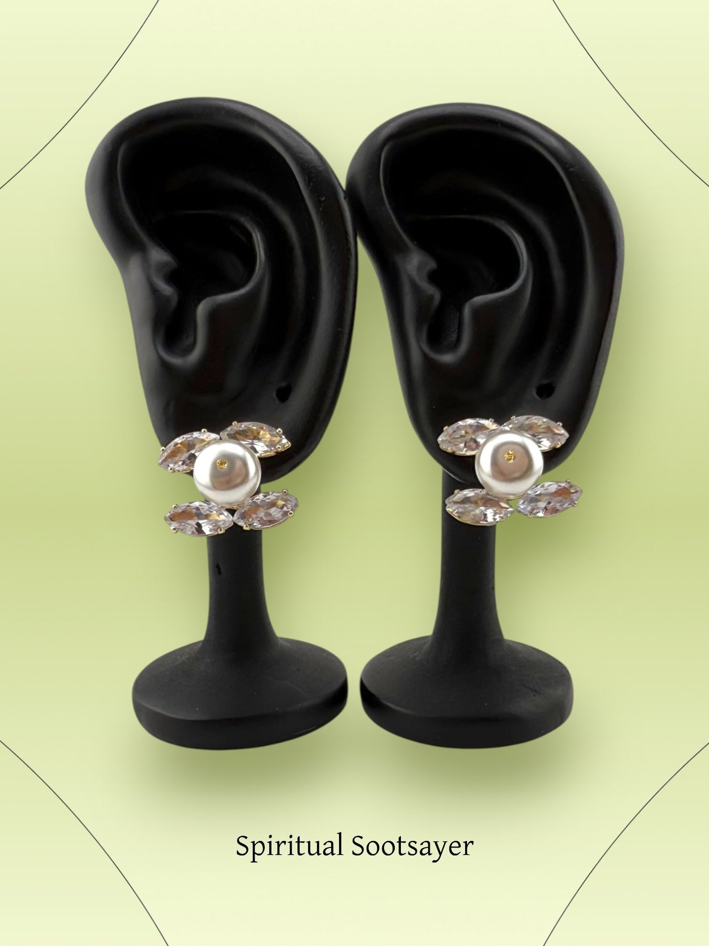 Crystal Pearl Studs Earrings - Crystal Bloom Studs