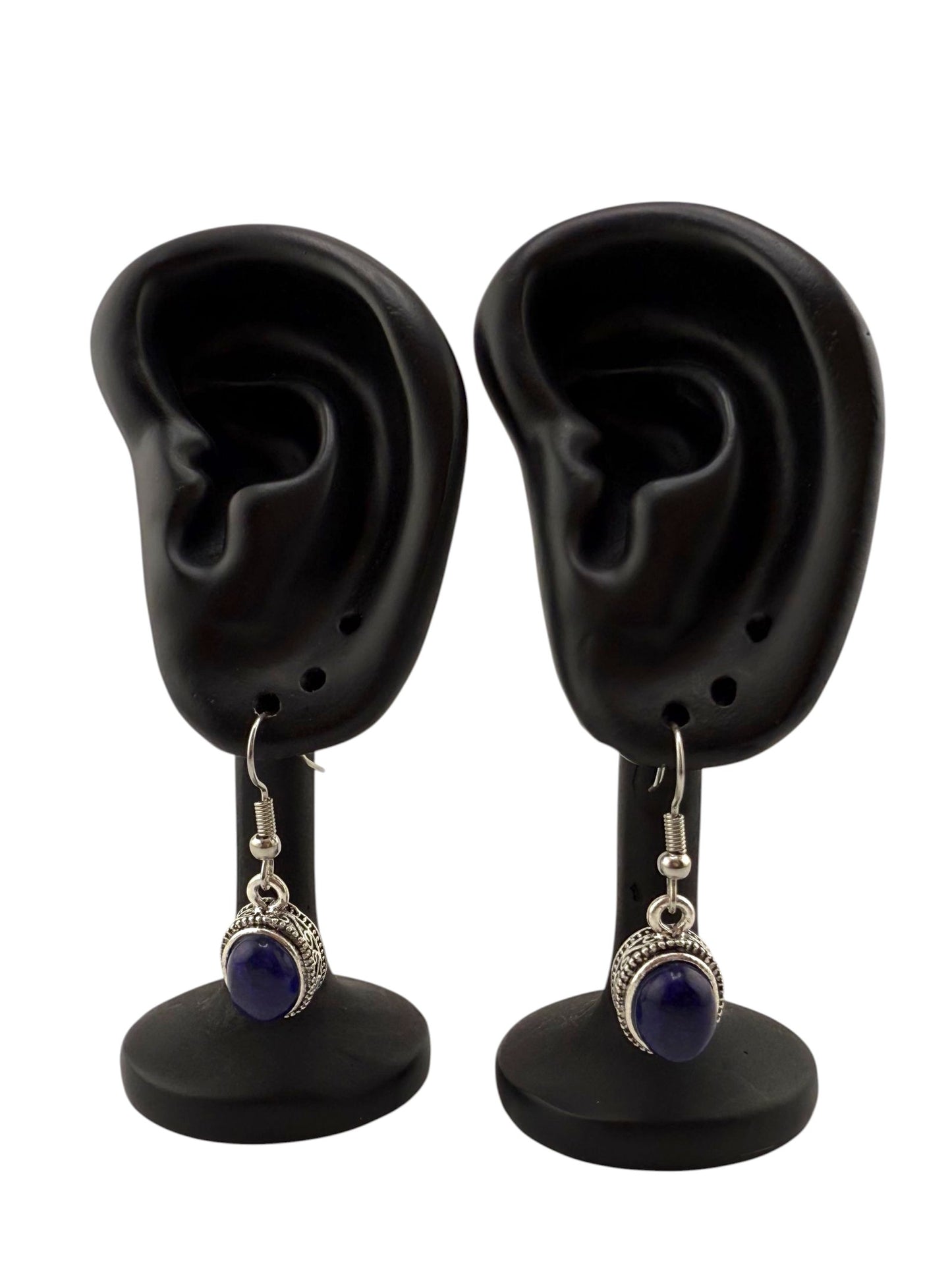 Lapis Lazuli Oval Drop Earrings - Midnight Muse