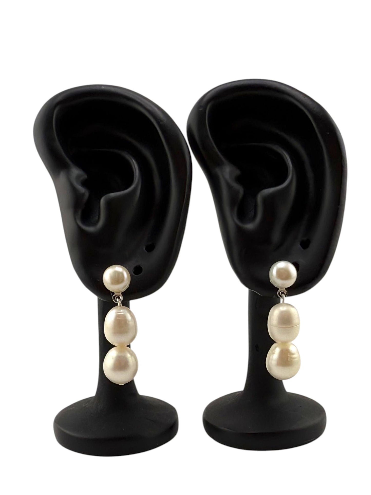 Triple Pearl Drop Earrings - Transcendent Pearl