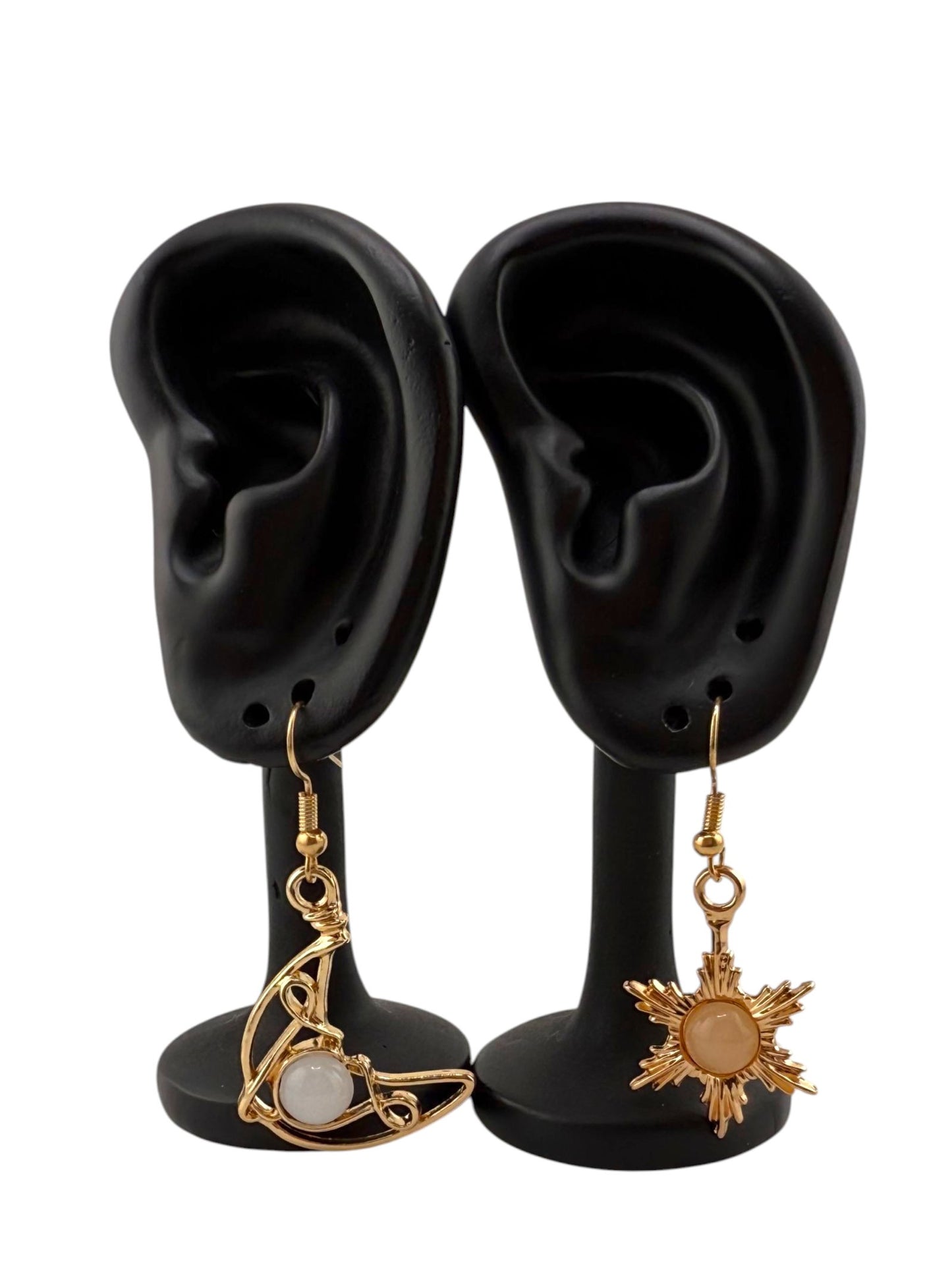 Moonstone & Sunstone Earrings - Celestial Duo