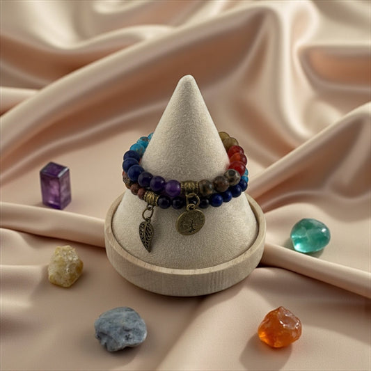 Red Jasper, Carnelian, Tiger Eye, Green Aventurine, Amazonite, Lapis Lazuli & Amethyst Bracelet – Colorful Energy & Chakra Balance