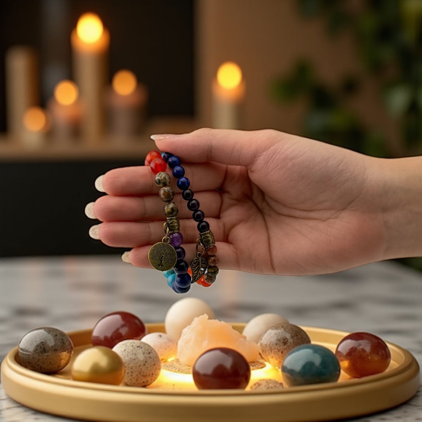 Red Jasper, Carnelian, Tiger Eye, Green Aventurine, Amazonite, Lapis Lazuli & Amethyst Bracelet – Colorful Energy & Chakra Balance