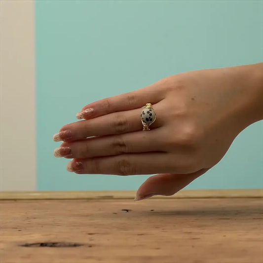 Wild Focus Dalmatian Jasper Ring – Break Patterns & Build Power