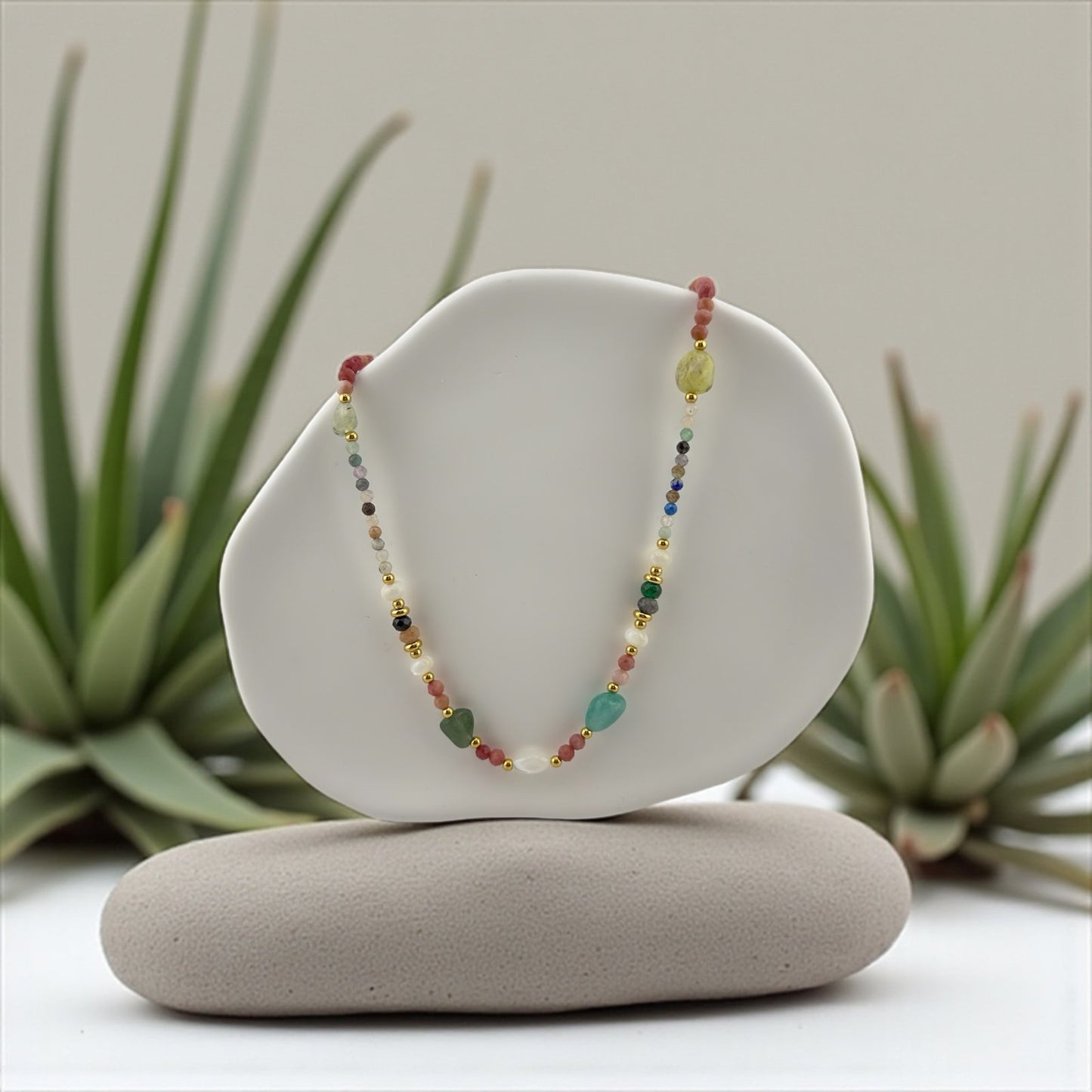 Amazonite, Red Jasper, Citrine & Aventurine Necklace – Abundance, Energy & Balance