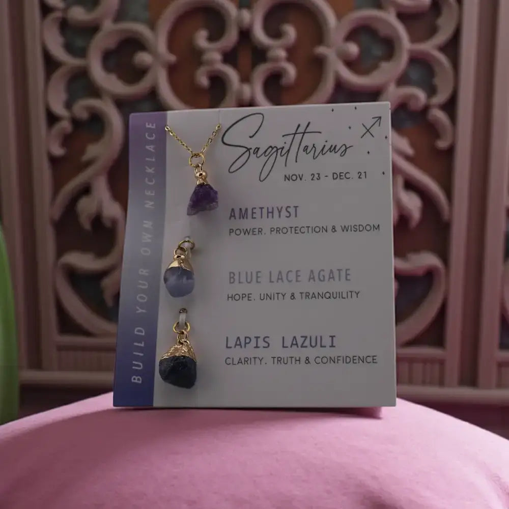 Amethyst, Blue Lace Agate & Lapis Lazuli Necklace – Intuition, Serenity & Wisdom