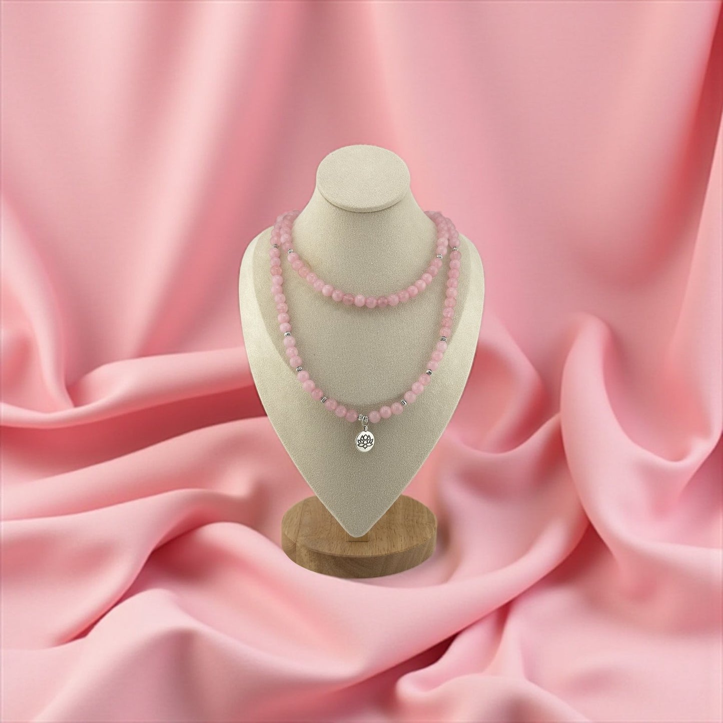 Rose Quartz with Silver Spacer Beads Necklace – Romantic Elegance & Subtle Charm