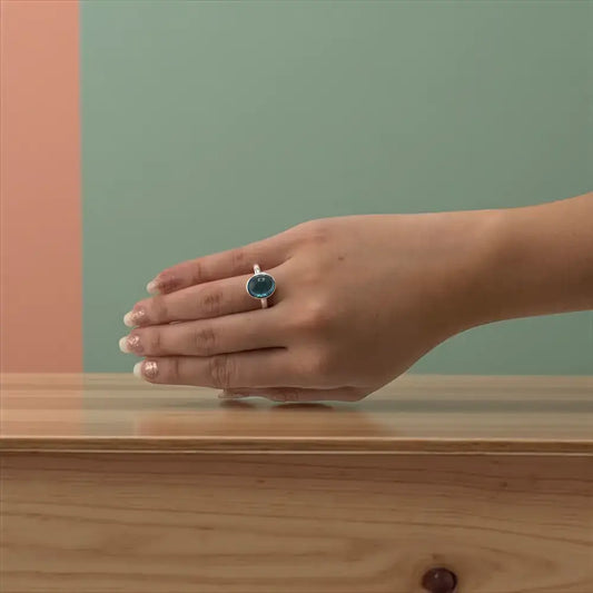 Noir Calm Blue Aventurine Ring – Power, Stillness & Inner Strength