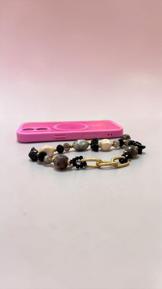 Black Agate Phone Charm – Protection Energy and Grounded Stability