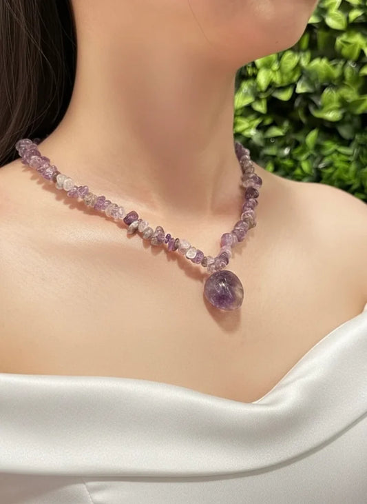 Raw Amethyst Chakra Necklace – Gateway to Spiritual Alignment