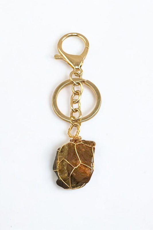 Raw Jasper Stone Keychain – Natural Jasper Crystal Keychain for Grounding & Strength