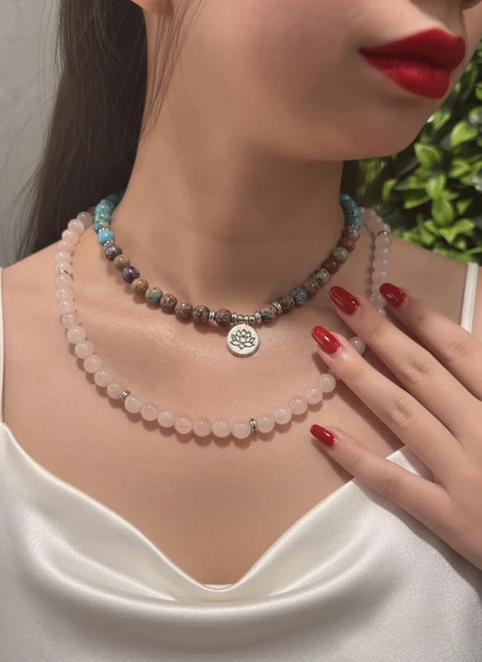 Rose Quartz & Turquoise Necklace – Harmony, Love & Serene Balance