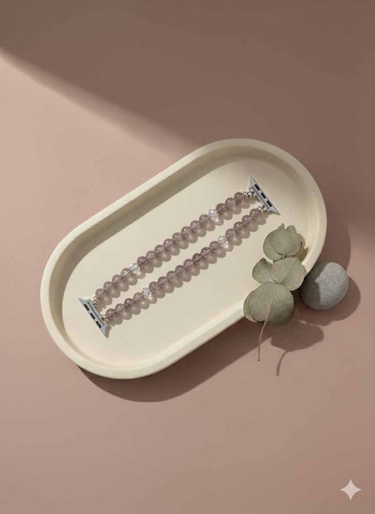 Rose Quartz Beaded Strap Watch – elegant watch strap with natural rose quartz beads.